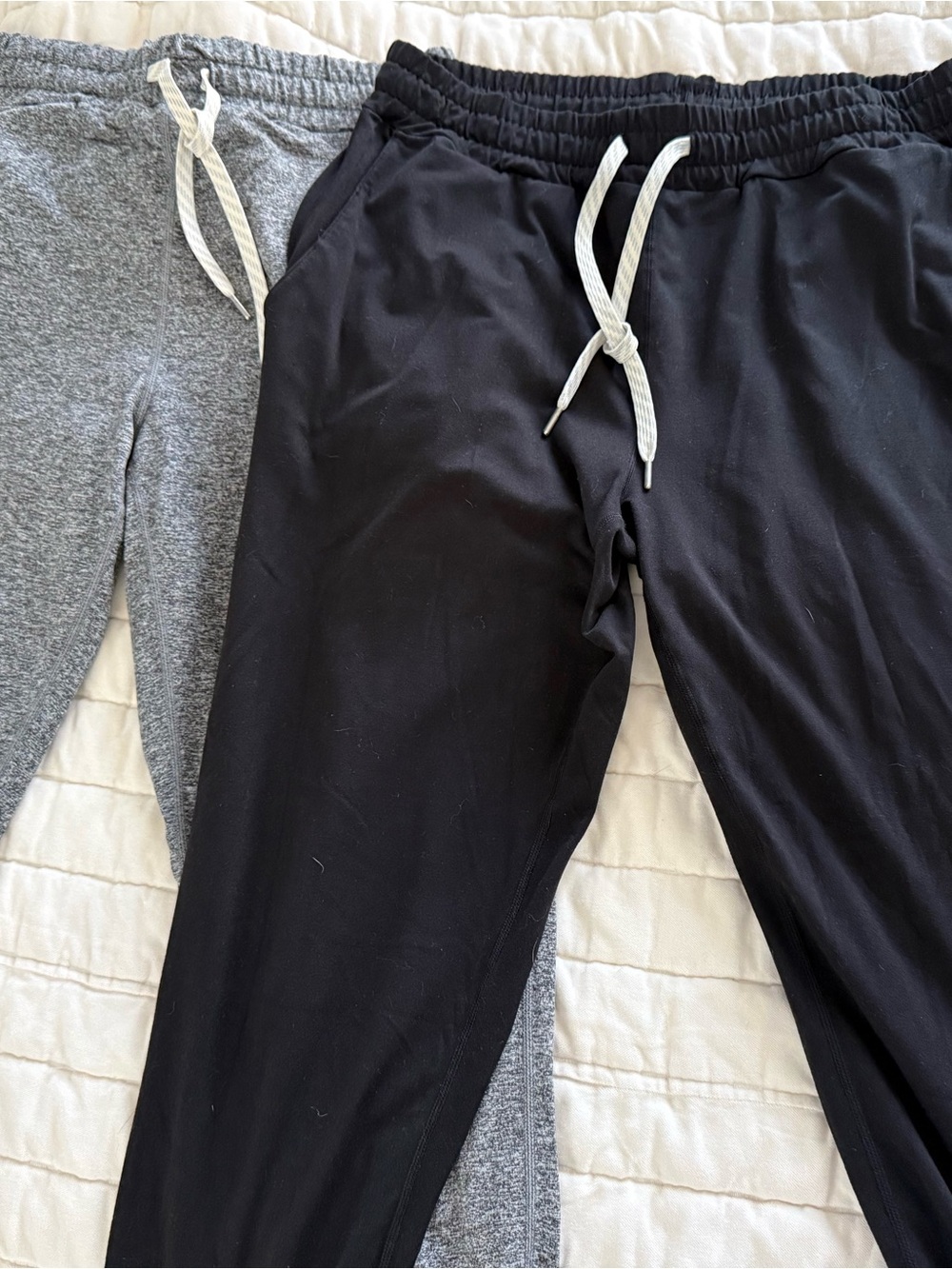 Vuori Black Track Joggers with Gray Drawstrings